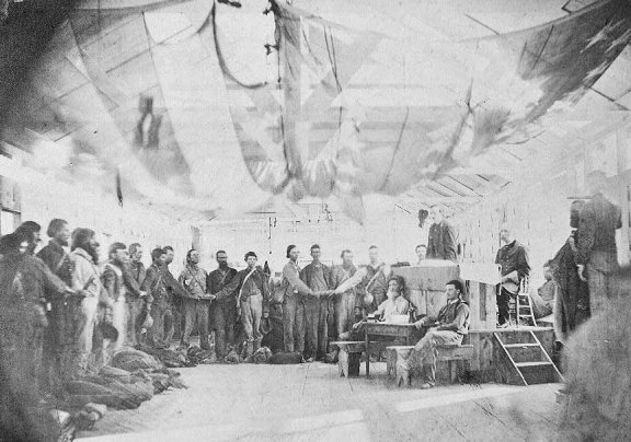 Oath of allegiance being given to the prisoners at The Point