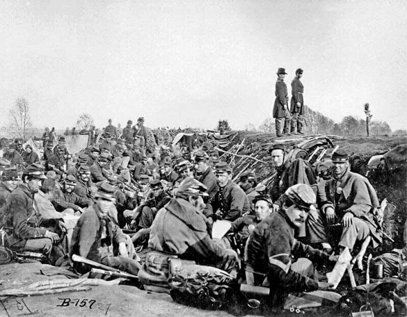 Union Soldiers in trenches before the Battle of Petersburg--June 9, 1864 