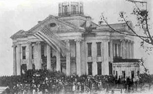 U.S. Flag flying over the Vicksburg Courthouse after the Siege
