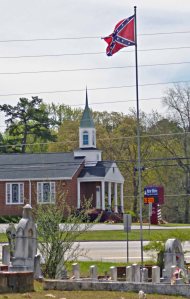 Church and Flag and grave