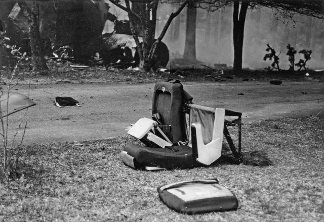 Two of the passenger seats that were ejected from the plane after the crash