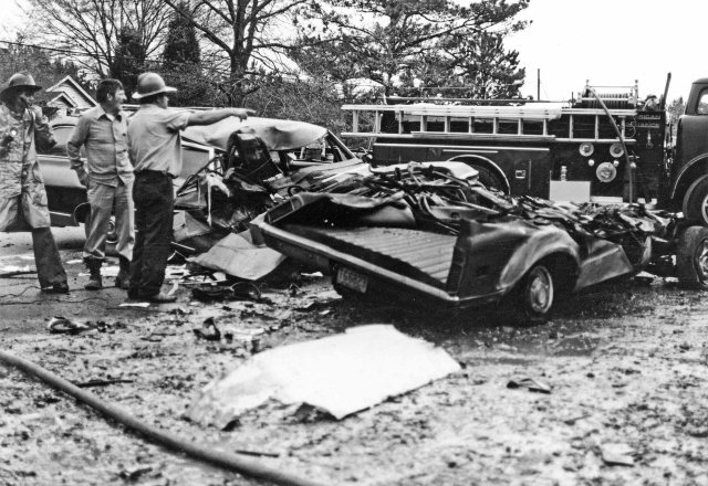 First responders surveying the devastation after the crash